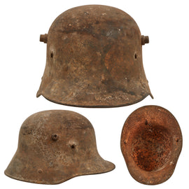 Original German WWI M16 Stahlhelm Relic Helmet Shell with Extremely Faint Traces of Panel Camouflage Paint - Marked NJ62 - Rare Maker