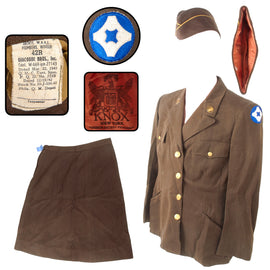 Original U.S. WWII 4th Army Service Command Named Women’s Army Corps Uniform with Skirt & Overseas Cap - Mamie D. Grisham