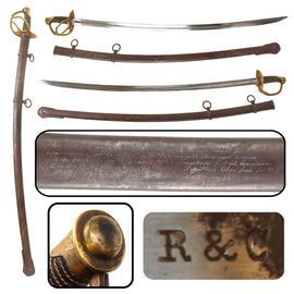 Original U.S Civil War Presentation German Made M-1840 "Wrist Breaker" Heavy Cavalry Saber by Röhrig & Co. Solingen Recovered from Battlefield with Engraved Provenance on Scabbard