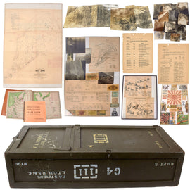 Original U.S. WWII Iwo Jima Planner 5th Marine Division Lt. Colonel Frederick A. Stevens Intelligence Archive with UNIS Officer’s Trunk, SECRET Maps, Aerial Photo Overlays & Documents - Wounded on Invasion Day 2