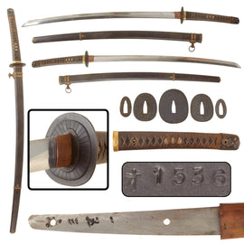 Original WWII Japanese Navy Officer P1937 Kai-Gunto Katana Sword with Relic Condition Type 98 Shin-Gunto Scabbard