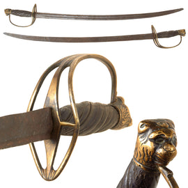 Original British U.S. Revolutionary War Monsterhead Mounted Saber in “Barn Find” Condition with Stirrup Hilt - Circa 1765