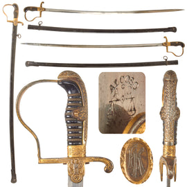 Original German WWII Monogrammed Heer Army Officer Dove Head Sword by ALCOSO of Solingen with Scabbard, Circa 1936-1940