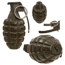 Original U.S. WWII Inert MkII Pineapple Practice Grenade with Correct Fuze - Repainted