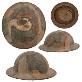 Original U.S. WWI M1917 Doughboy Helmet Shell with Hand Painted Multi-Colored Camouflage - Marked 199 / ZD