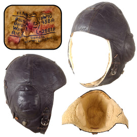 Original German WWII Luftwaffe LKpW101 Leather Winter Flying Helmet by Siemens - Size 58