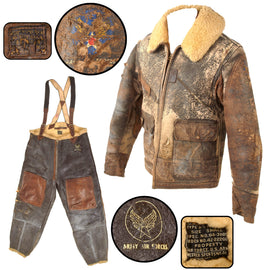 Original U.S. WWII AAF AN-J-4 Winter Flight Jacket & Type B-1 Shearling Trousers - Rough Jacket