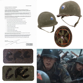 Original U.S. M1 Helmet Used in Saving Private Ryan – 29th Infantry Division – With Copy of Notarized Letter of Authenticity