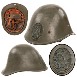 Original Netherlands WWII Dutch M34 Steel Helmet With Badge and Original Paint - Complete