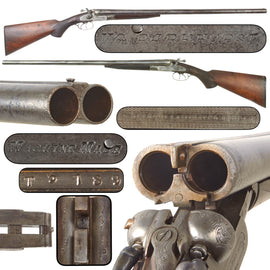 Original Belgian Wm. Parkhurst 10 Gauge Double Barrel Top Lever Hammer Shotgun with Laminated Steel Barrels for the U.S. Market, Circa 1895, Serial No. 9652