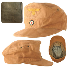 Original German WWII 1942 Dated Kriegsmarine Tropical M41 Field Cap by Heinrich Balke, Size 59 1/2