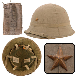 Original Imperial Japanese Army WWII Officer’s Type 98 Sun Pith Helmet with Officer’s Star - Dated 1943