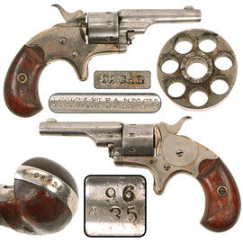 Original U.S. Colt Nickel Plated Open Top Pocket Model .22 Short Revolver, Serial No. 96635, Made in 1877