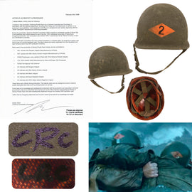 Original U.S. M1 Helmet Used in Saving Private Ryan – 2nd Ranger Battalion – With Copy of Notarized Letter of Authenticity