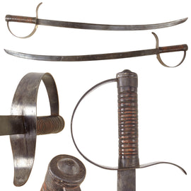 Original U.S. Revolutionary War American Horseman Saber with Fluted Wooden Grip & Flaring Iron D-Guard - Circa 1775-1785 - Outstanding