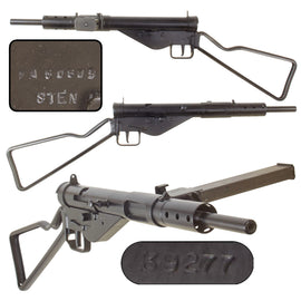 Original British WWII Sten MkII Inert Display Submachine Gun with Early Loop Butt Stock, Excellent Original Barrel and Magazine, Serial No. FA 50809
