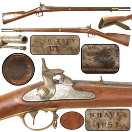 Original U.S. Civil War Era Model 1841 Mississippi .54 Caliber Percussion Rifle by Eli Whitney, Lock Dated 1851, with Cut Stock