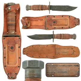 Original U.S. Vietnam War "Jet Pilot" Air Force Survival Knife by Camillus with Scabbard & Whetstone - Wartime Dated 1967