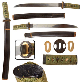 Original 18th Century Japanese Edo Period Handmade Tanto Short Sword with Lacquered Scabbard