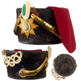 Original Imperial German Saxon 2nd Royal Saxon Hussar Regiment No. 19 "Queen Carola" M1887 Hussar Busby with Chinscales & Cockade