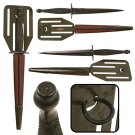 Original U.S. WWII OSS Stiletto by Landers, Frary, and Clark LF&C with Pancake Flipper Scabbard with Intact Grommet