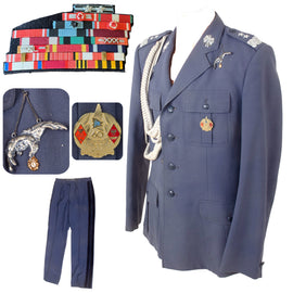 Original Polish Cold War Air Force Two-Star Pilot General’s Uniform with 21-Place Ribbon Bar Including Virtuti Militari and Order of the Cross of Grunwald Ribbons - OSL 60th Anniversary Badge