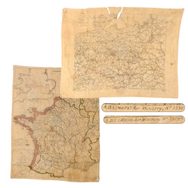 Original British WWII RAF Silk Double-Sided Escape Map of Germany & France - Air Ministry No. 7329A & 7330 - 16½ x 21¼”