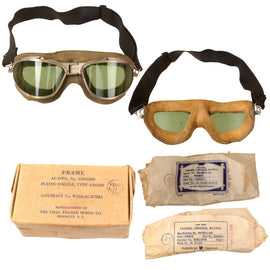 Original U.S. WWII Army-Navy AN-6530 Flying Goggles by Chas. Fischer Spring Co. with Original Box & Spare Lenses