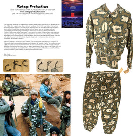 Original Film 1984 Red Dawn Wardrobe Costume: Two Piece Soviet Kamuflirovannyy Letniy Maskirovochnyy Kombinezon KLMK Camouflage Uniform Worn by Russian Soldiers with Copy of Letter of Provenance