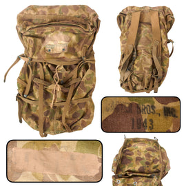 Original U.S. WWII USMC-Stenciled M1942 Frogskin Camouflage Jungle Pack by Carter Bros with Prentice Zipper & Period Repairs - Dated 1943