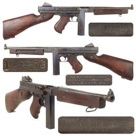 Original U.S. WWII Thompson M1 Display Submachine Gun Serial NO. 326299 with Magazine - Original WWII Parts