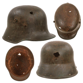 Original Imperial German WWI M16 “KIA” Shrapnel-Damaged Relic Helmet Shell