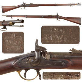 Original U.S. Civil War Era British Pattern 1853 Enfield 3rd Model Three Band Percussion Rifle Musket, 1862 Tower Dated