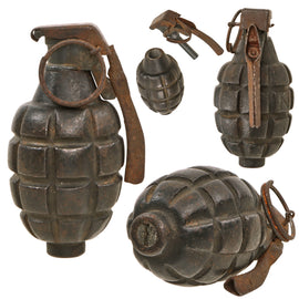 Original U.S. WWI Extremely Rare Inert Mk. I Defensive Grenade with Original Fuse and Lever - Excellent