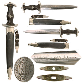 Original German WWII SS Model 1934 Heinrich Himmler Honor Dagger by Carl Eickhorn, Solingen, with Scabbard and Hanger - One of Approximately 2,500 Awarded