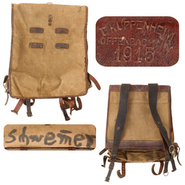 Original Rare Imperial German WWI Named Model 07/13 Tornister Backpack with Name & Depot Stamp - Dated 1916