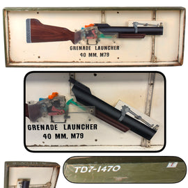 Original U.S. Vietnam War Era Painted M79 Grenade Launcher Oversized Wooden Plastic Classroom Cutaway Trainer with Break-Action Barrel & TD7 Stamp