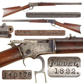 Original Antique U.S. Marlin Model 1892 New Safety .22cal. Repeating Rifle Made in 1896 with 24" Octagon Barrel and Factory Letter - Serial 140379