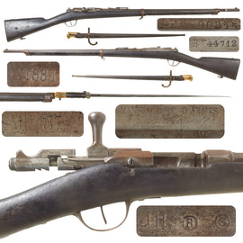 Original French Fusil Gras Modèle 1874 M80 Infantry Rifle by Châtellerault, Dated 1881, Serial No. AB 90255 with M1874 Bayonet and Scabbard