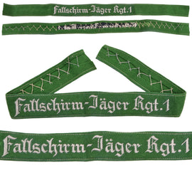 Original German WWII Fallschirmjäger Regiment 1 Enlisted Bullion Embroidered Cuff Title, Unissued