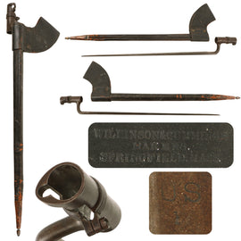 Original U.S. Civil War Springfield .58 Caliber Rifled Musket Model 1855 Socket Bayonet with Early Two-Rivet Scabbard by Wilkinson & Cummings of Springfield, Massachusetts