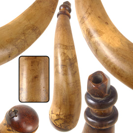 Original U.S. Mexican-American War Era Scrimshawed Powder Horn with Early Lady Liberty Depiction & Federal Eagle Motif - Robert V. Barnes