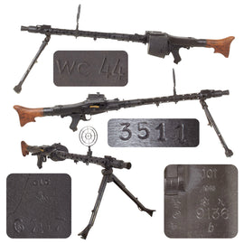 Original German WWII MG 34 Display Machine Gun Serial 9136 b by Waffenwerke Brünn with WWII Dated Belt Carrier and A.A. Sight - dated 1945