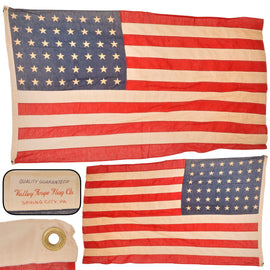 Original U.S. WWII Era Service-Worn 48 Star Flag by Valley Forge Flag Co. - 34 x 58”