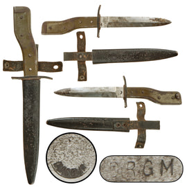 Original Imperial German WWI DEMAG "Crank Handle" Combination Trench Knife & Gewehr 98 Bayonet with Scabbard - D.R.G.M. Marked