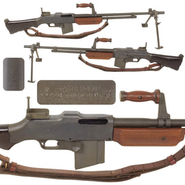 Original U.S. WWII BAR Browning M1918A2 Display Gun Made With Genuine Parts with Replica Sling - Live British Proofed Winchester Barrel Dated 1-19