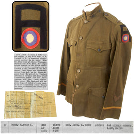 Original U.S. WWI Named Lieutenant Pilot’s Uniform Tunic with Shadow of Pilot’s Wings & 1st Army Aviation Patch - Alfred C. Dunn, 648th Aero Squadron