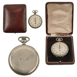 Original German WWII Luftwaffe RLM Reichsluftfahrtministerium Marked Stop Watch by Wagner with Case - Non-Functional