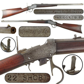 Original U.S. Winchester Model 1885 Low Wall .22 Short Single Shot Rifle with 24" Octagonal Barrel and Period Tang Peep Sight, Made in 1890, Serial No. 40806