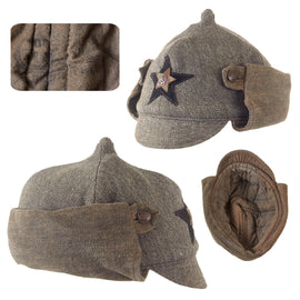 Original Soviet WWII M27 Budenovka Winter Cap with Maker’s Stamp - Engineers